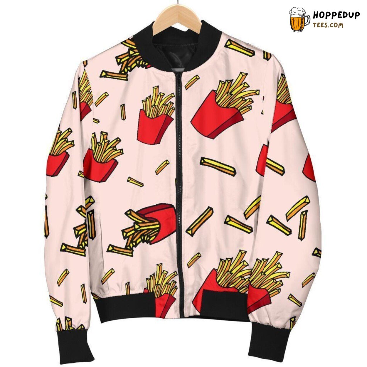 French Fries Delight Men’s Bomber Jacket Unique Essence Pattern Design Tribute