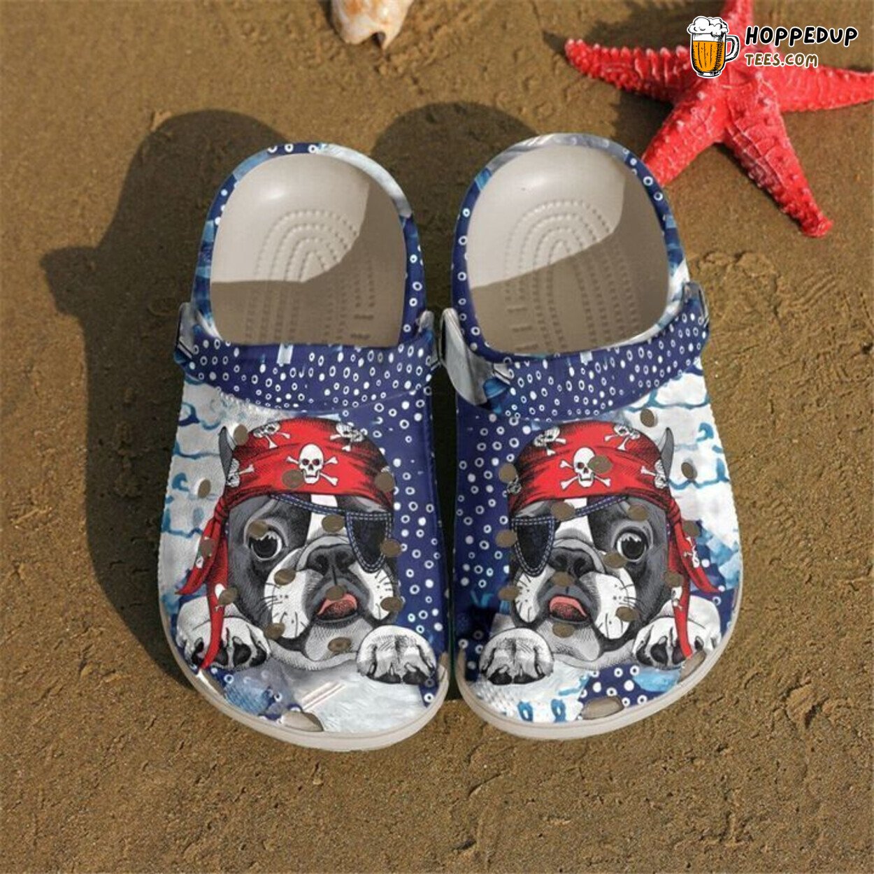Frenchie Pirate Theme Classic Comfortable Clogs Shoes Unique Pet Lovers
