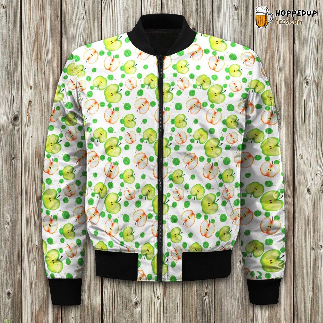 Fresh Apple All Green Winter Bomber Jacket Tailored Unique Elegance Design