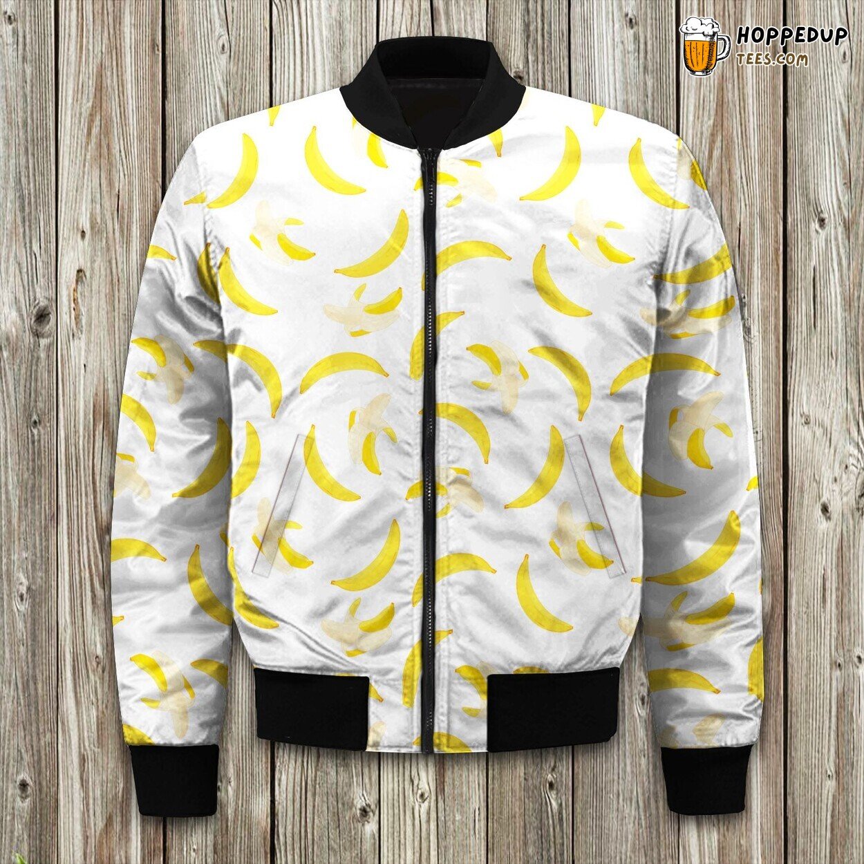 Fresh Banana Print Winter Bomber Jacket Tailored Unique Elegance Precision