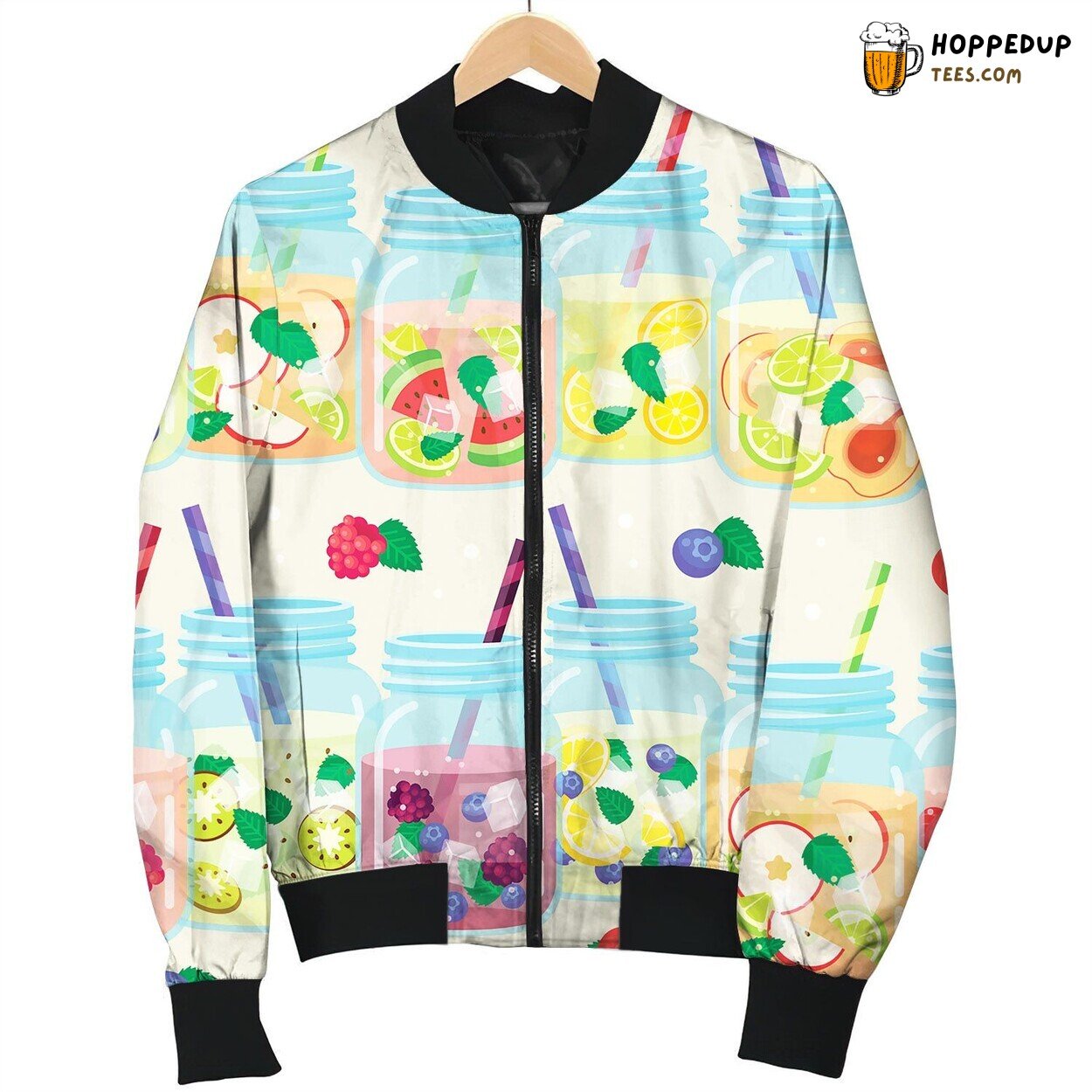 Fresh Drinks Pattern Bomber Jacket