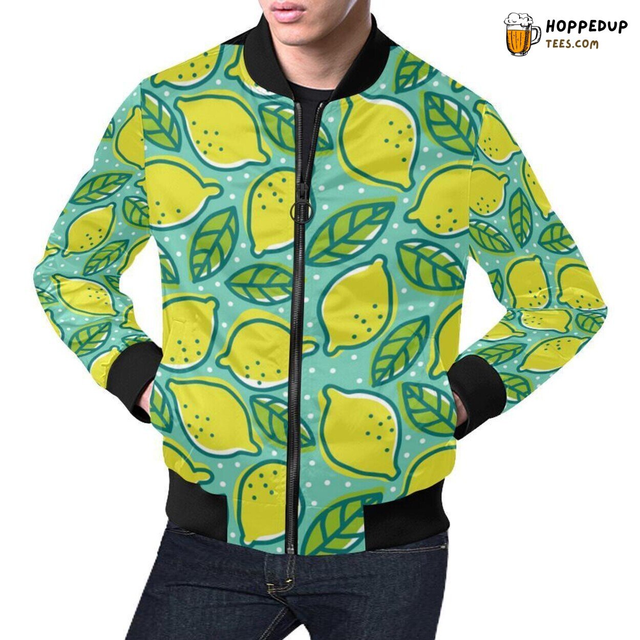 Fresh Lemon Pattern Print Design Men’s Unique Bomber Jacket
