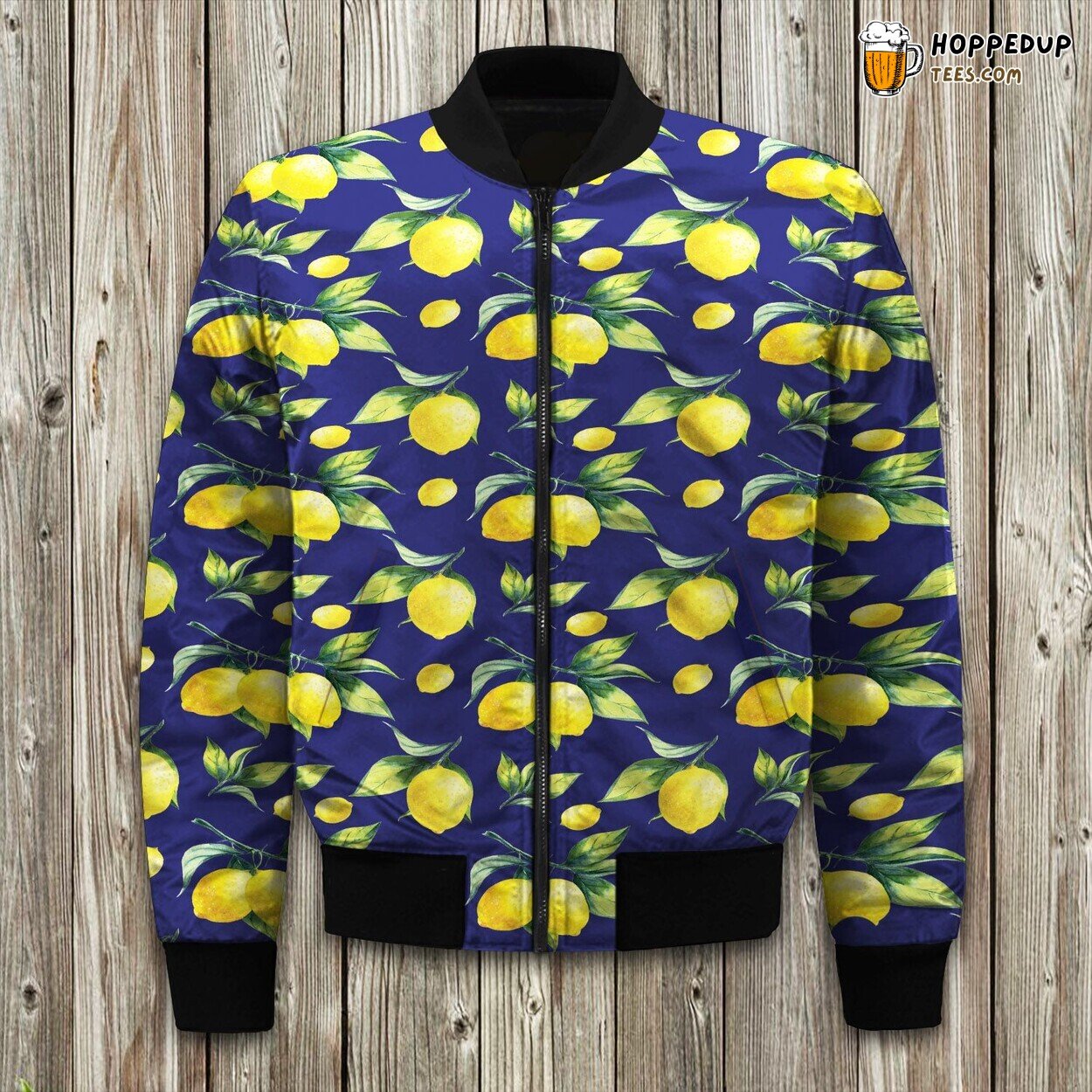 Fresh Lemon Pattern Winter Bomber Jacket Citrus Vibes Fashion Elegance