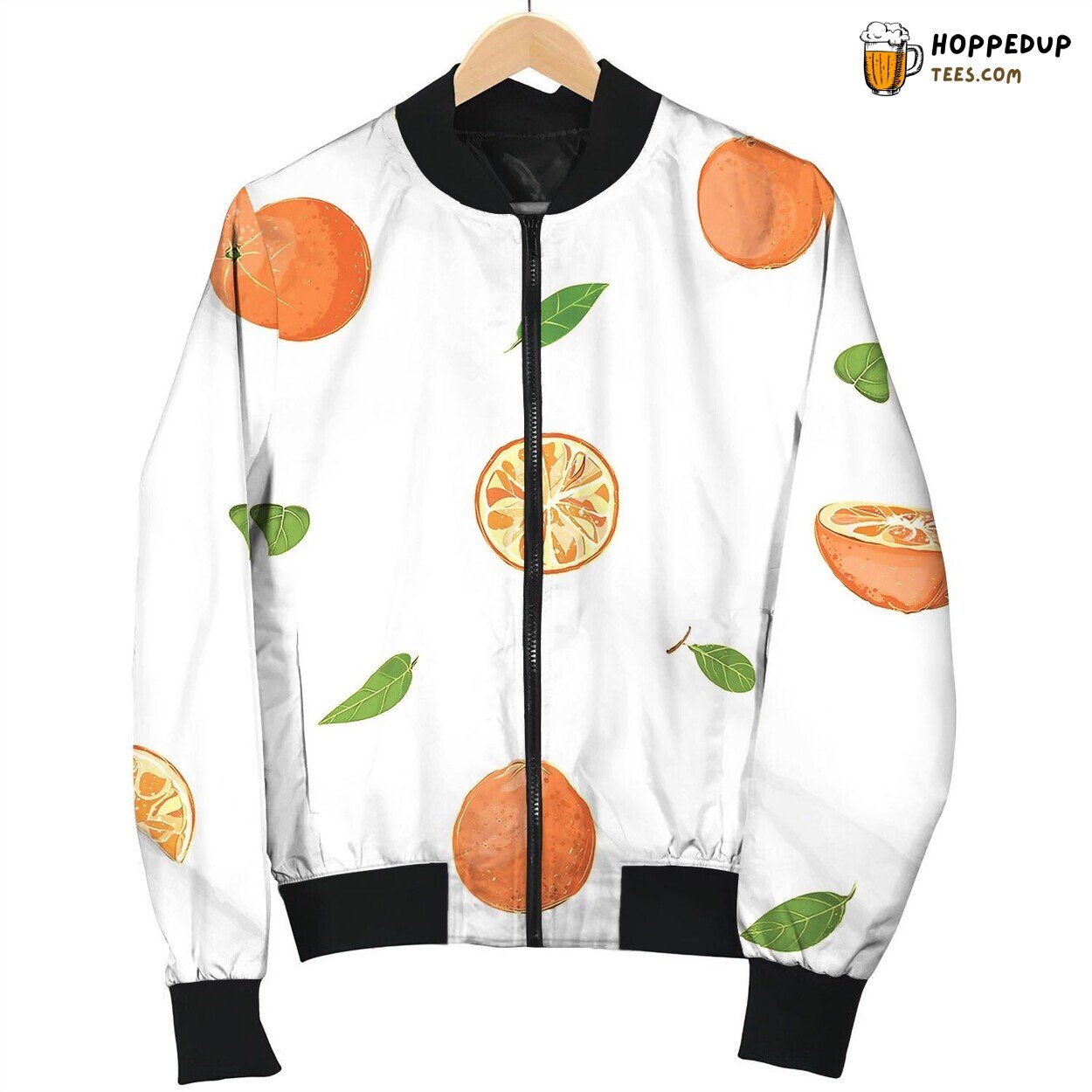 Fresh Oranges And Leaves Seamless Bomber Jacket