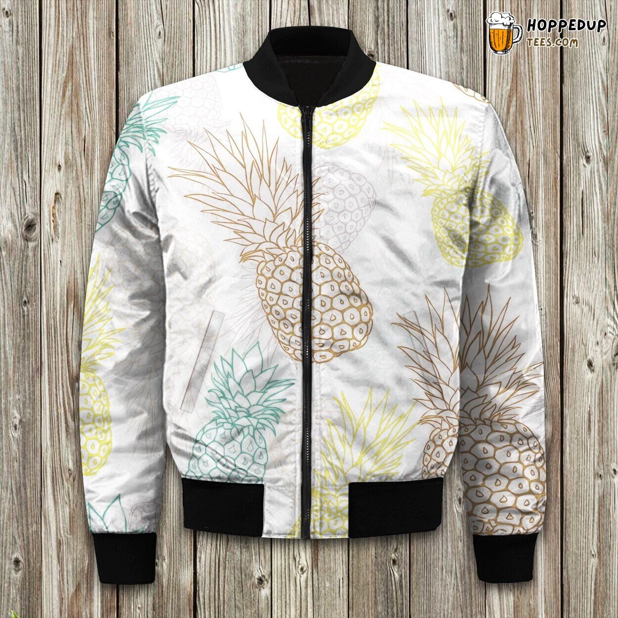 Fresh Pineapple Design Winter Bomber Jacket Tropical Cold Weather Mix
