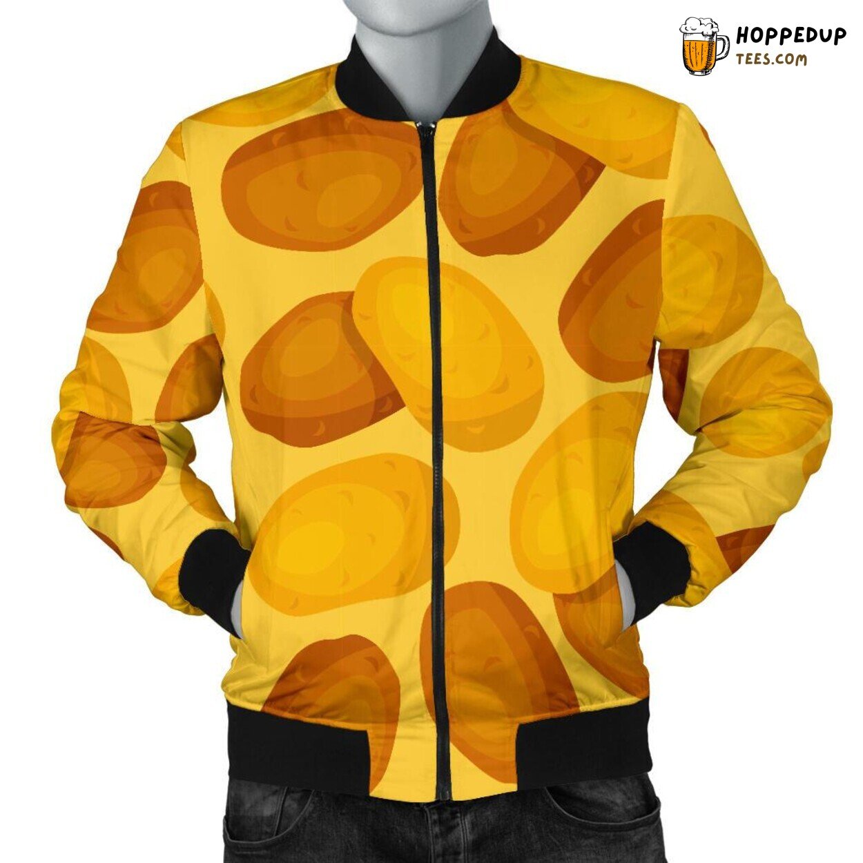 Fresh Potato Veggie Delight Men’s Bomber Jacket Natural Produce Design Art