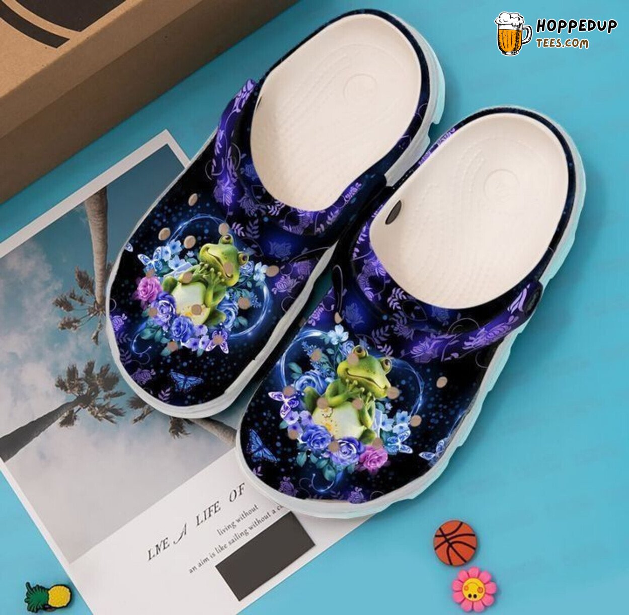 Frog Flowers Themed Classic Comfortable Unique Clogs Shoes Design