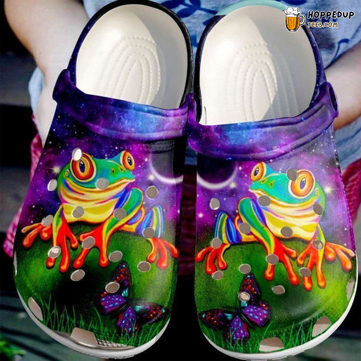 Frog Night Theme Classic Comfortable Outdoor Adventure Clogs Shoes