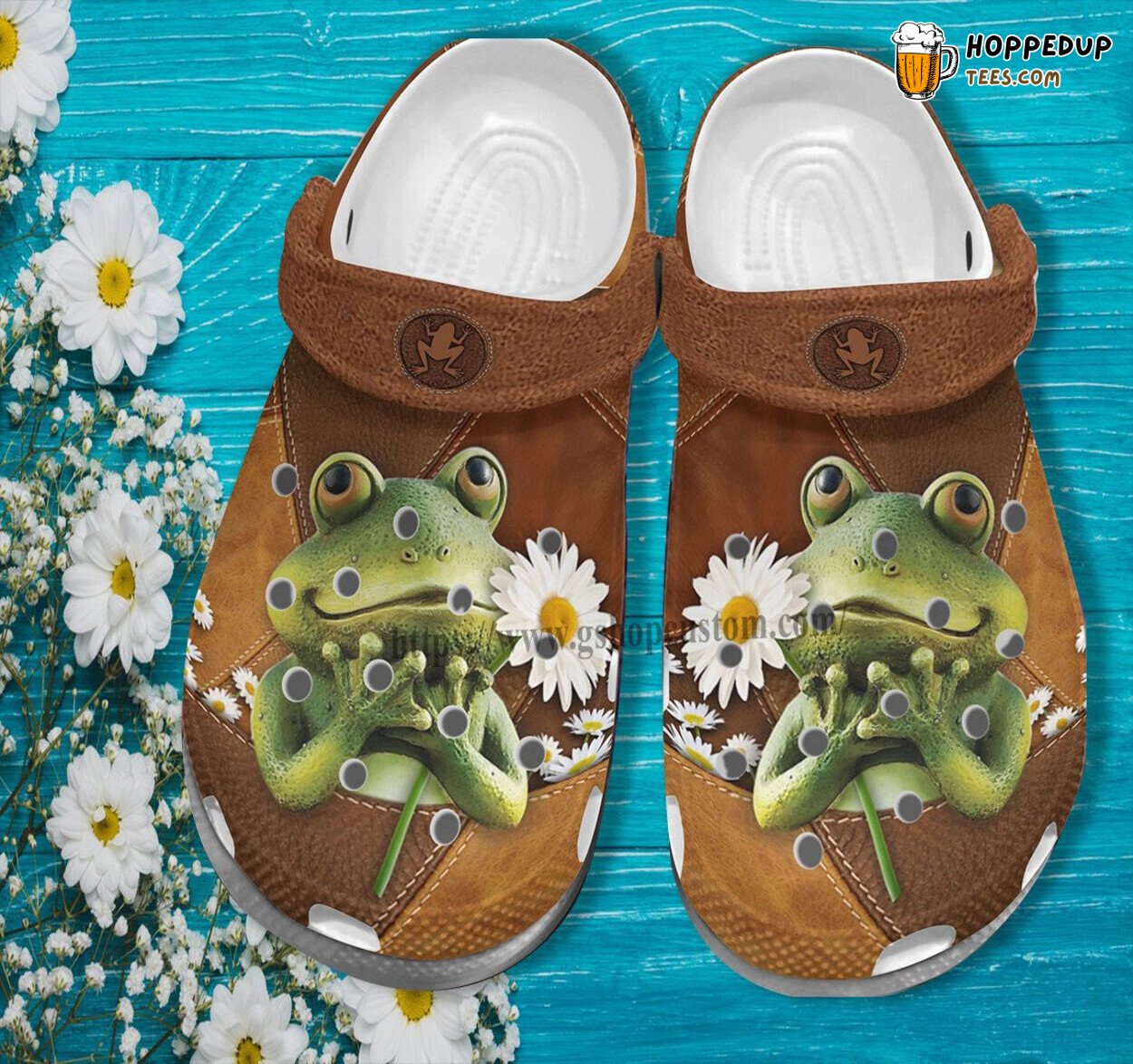 Frog Princess Daisy Flower Leather Croc Shoes Birthday Girl Theme Gift