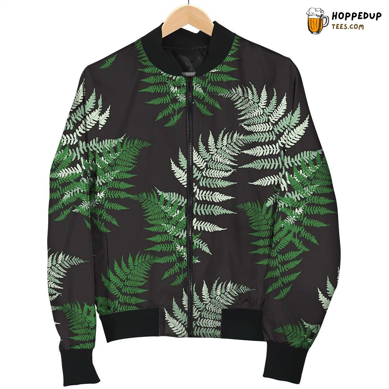 Frond Herbs Tropical Forest Plant Leaves Seamless Bomber Jacket