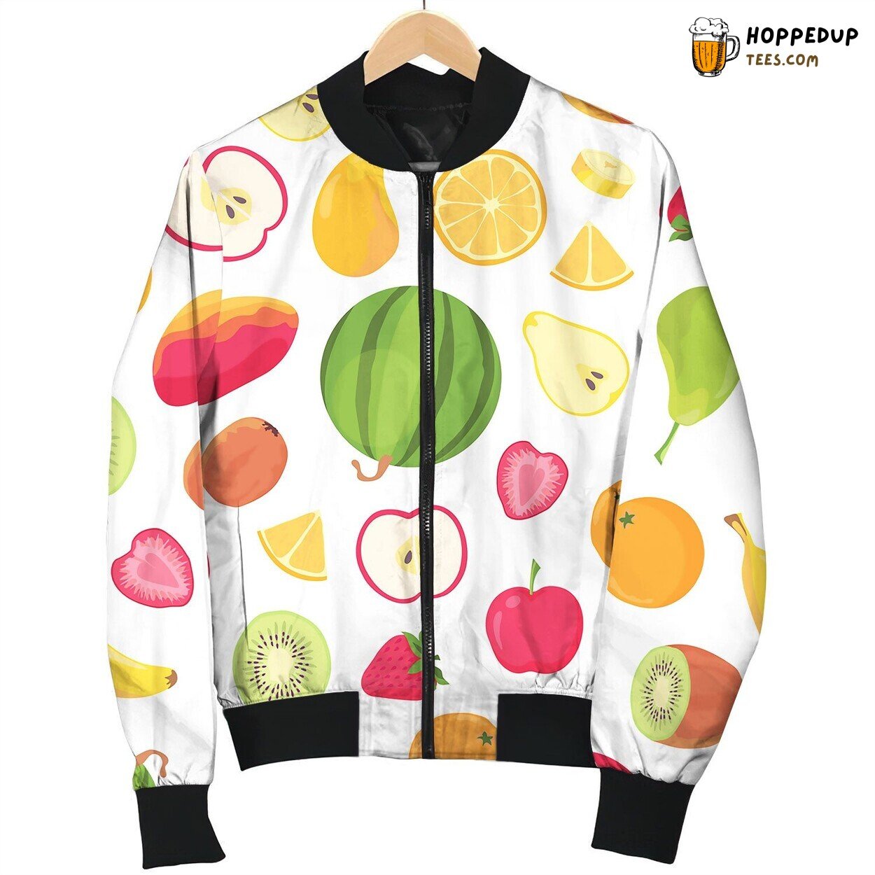Fruits Seamless Pattern Tropical Citrus Fruit Bomber Jacket