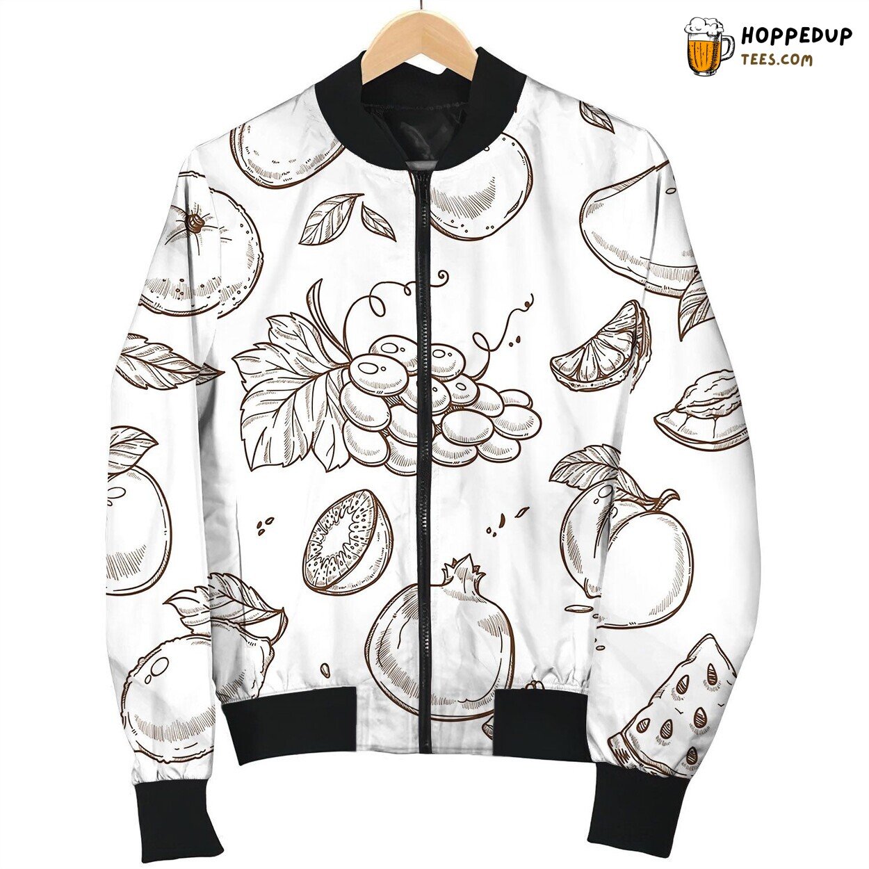 Fruits Sketch Seamless Pattern Background Bomber Jacket