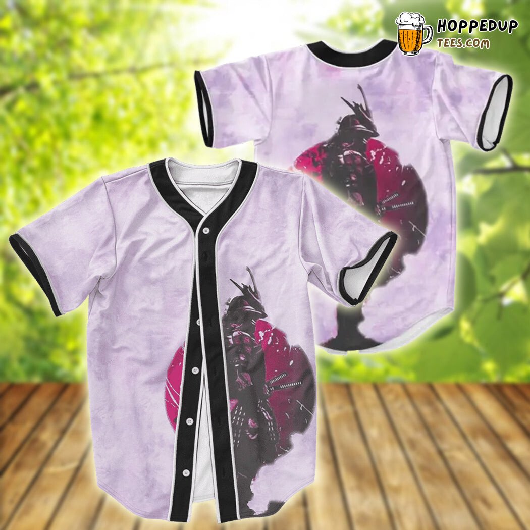 Full Moon Samurai Purple White Tie Dye Baseball Tee Jersey Shirts 3D