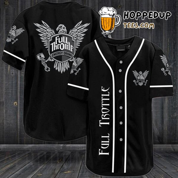 Full Throttle Theme Black Baseball Jersey Distinctive Unique Design Look