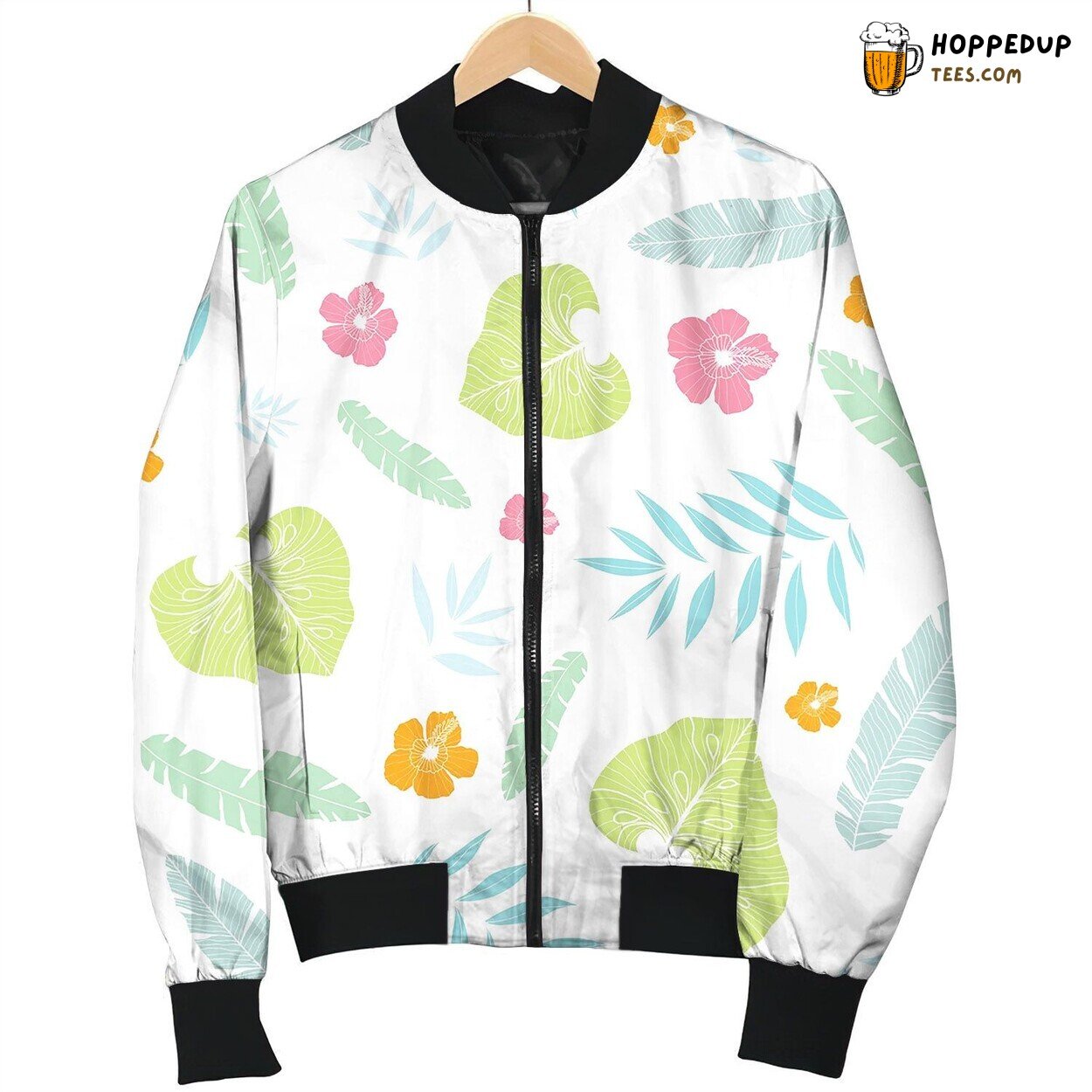 Fun Tropical Summer Hawaiian Seamless Bomber Jacket