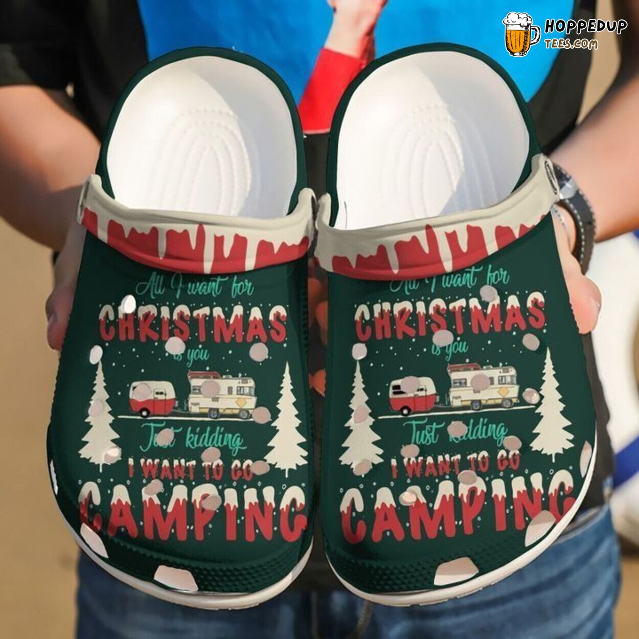 Funny Camping Christmas Themed Comfortable Clog Shoes Unique Holiday Design