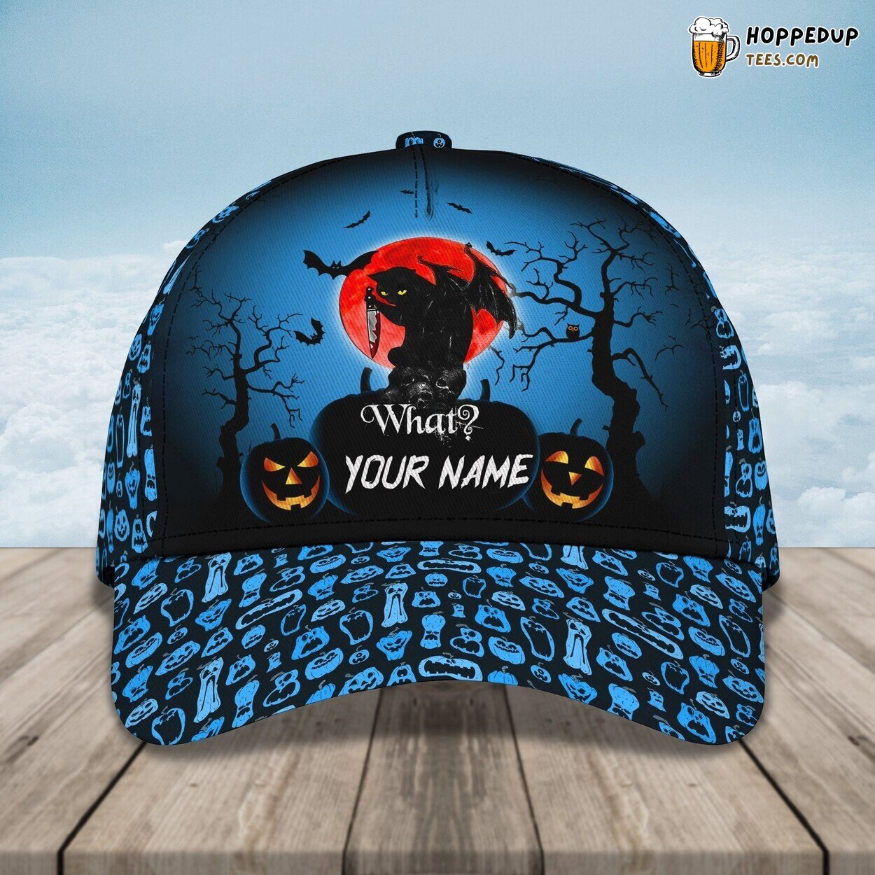Funny Cat Knife Custom Name Halloween Baseball Cap Special Gift