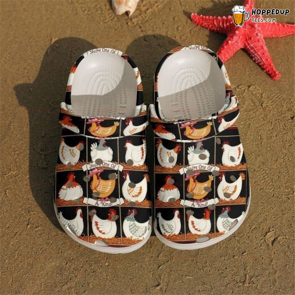 Funny Chickens Pattern Themed Rubber Clog Shoes Comfy Footwear for Poultry Fans