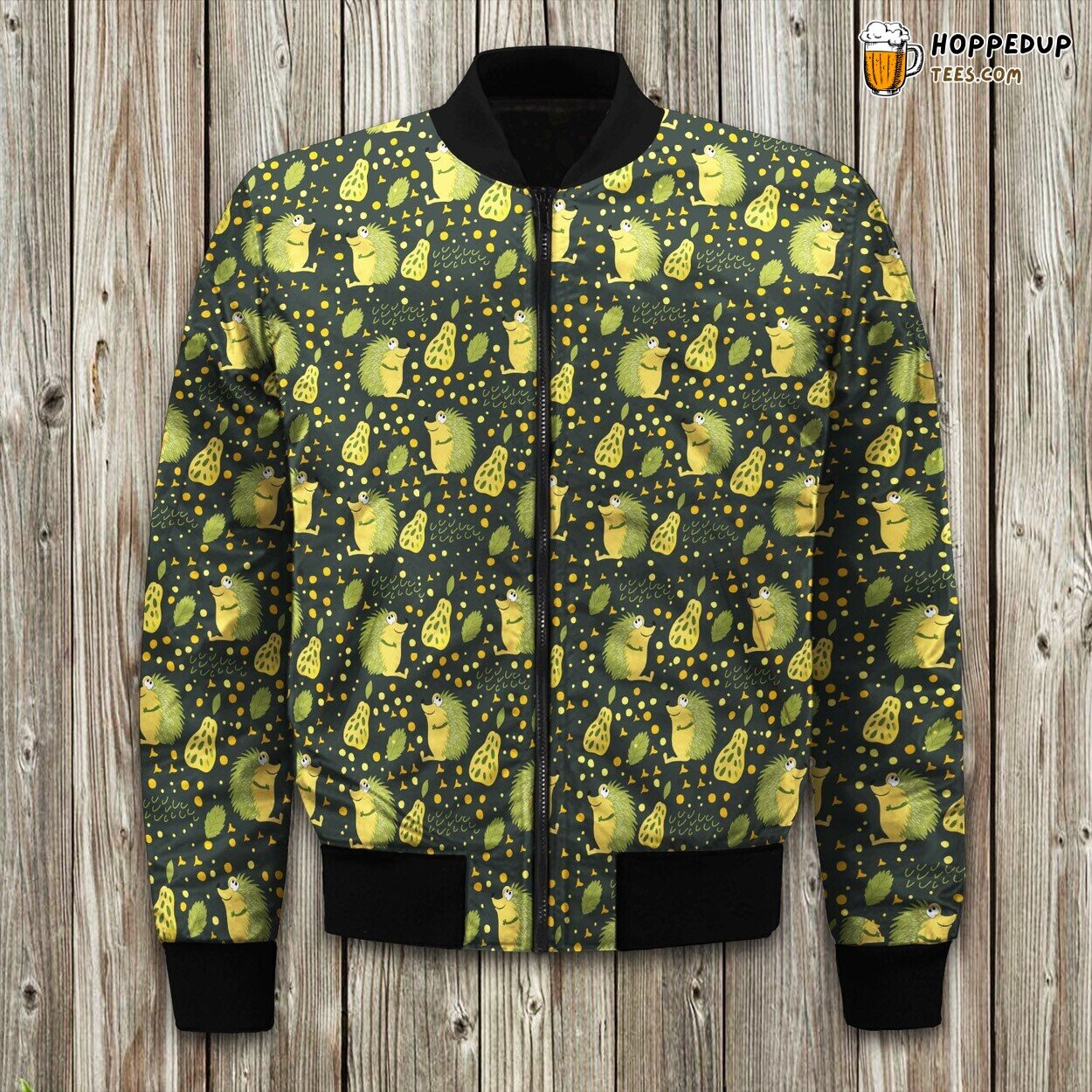Funny Cute Hedgehog And Pear Bomber Jacket