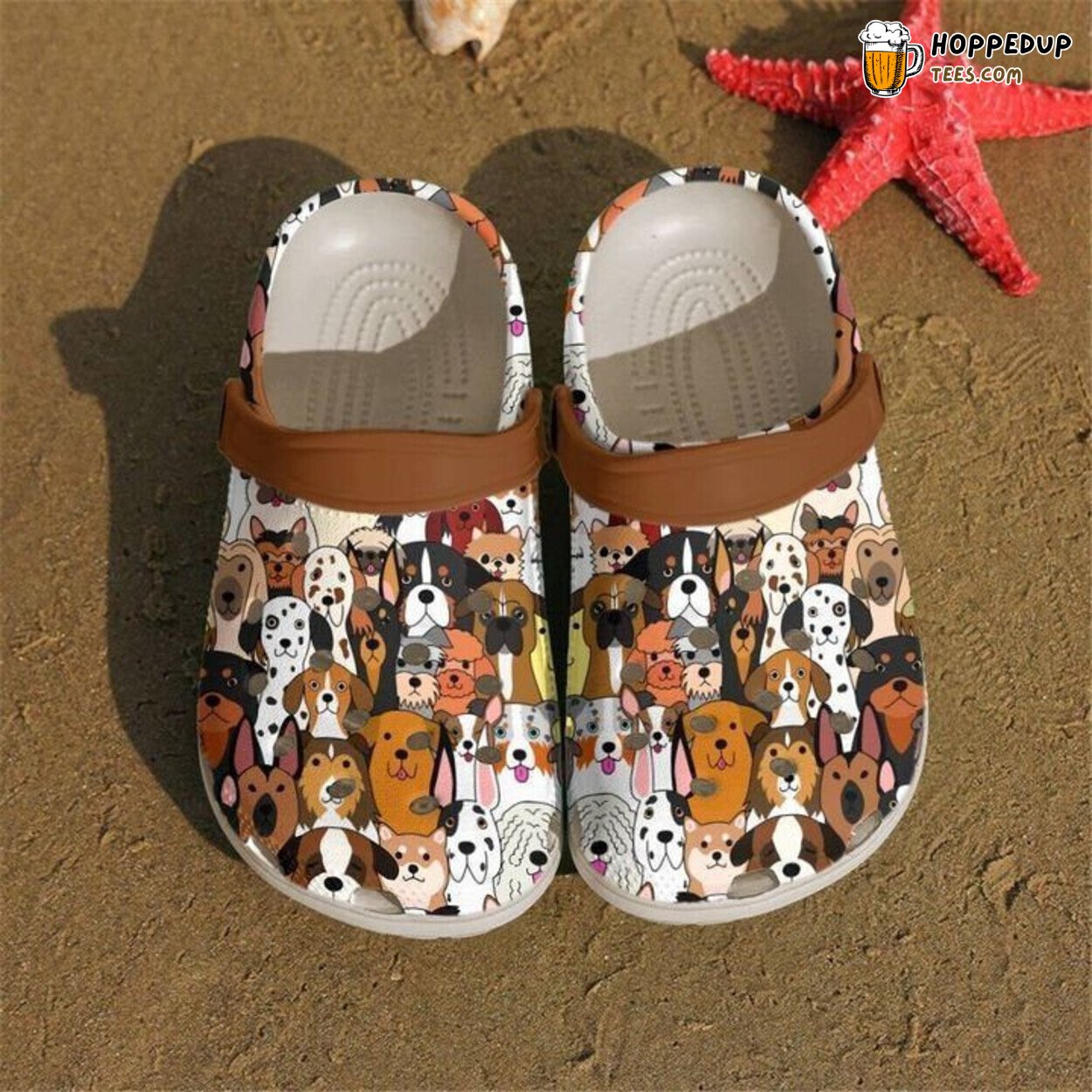 Funny Dog Doodles Design Rubber Clog Shoes Comfy Pet Lover Footwear