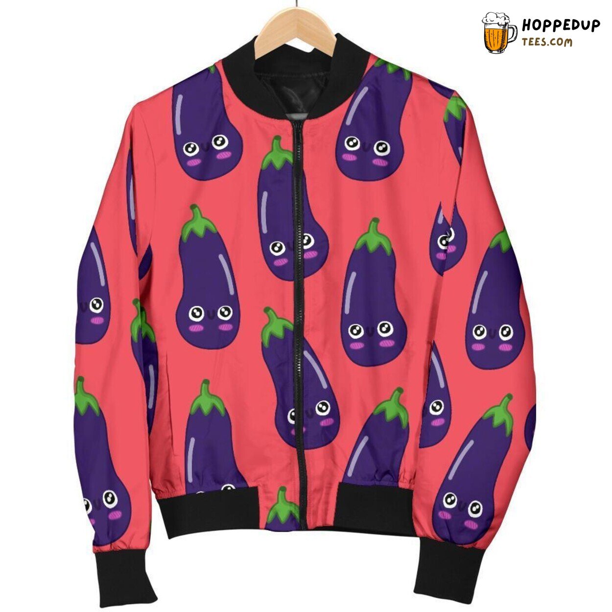 Funny Eggplant Essence Men’s Bomber Jacket Unique Pattern Design Tribute