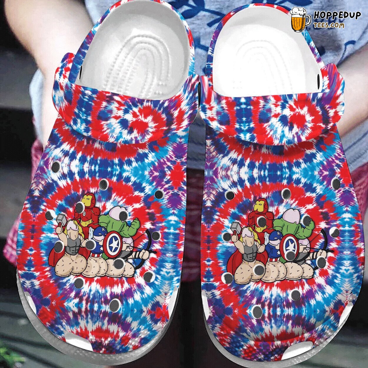Funny Heroes Clit Avengers Tie Dye Themed Comfortable Clog Shoes Unique