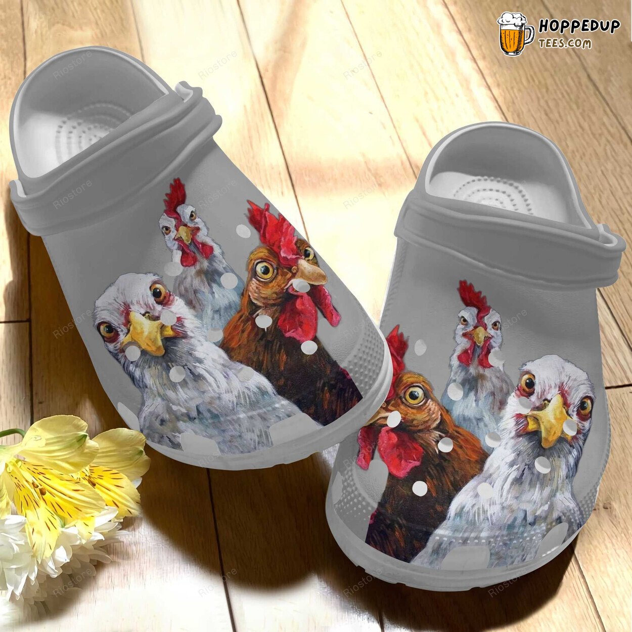 Funny Trio Chicken Croc Shoes Chickens Theme Birthday Gift Children Unique