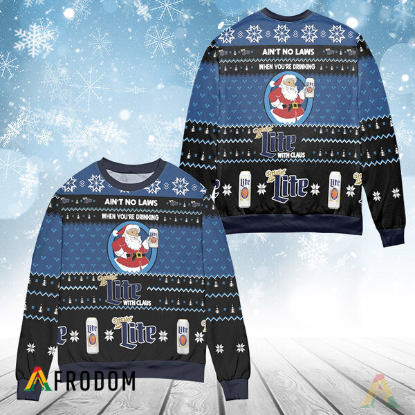 Funny When You�Re Drinking Miller Lite With Santa Claus Ugly Sweater HU