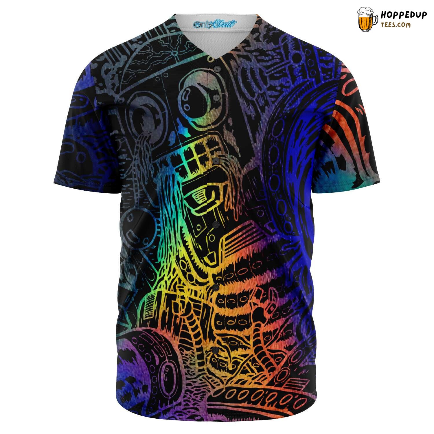 Futuristic Mecha Drip Robot 3D Printed Baseball Jersey SciFi