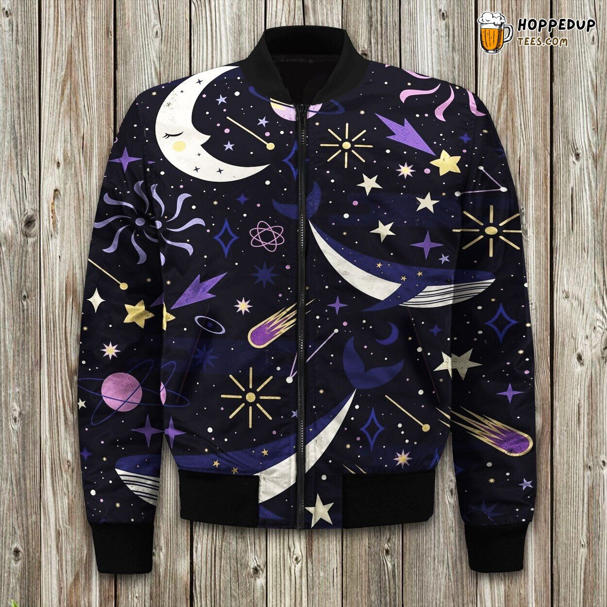 Galactic Sea Space Design Winter Bomber Jacket Universe Exploration Touch