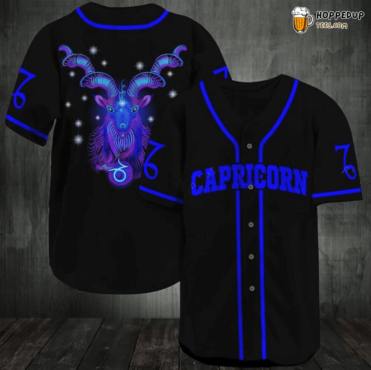 Galaxy Capricorn Zodiac Black Blue Baseball Tee Jersey Shirts 3D