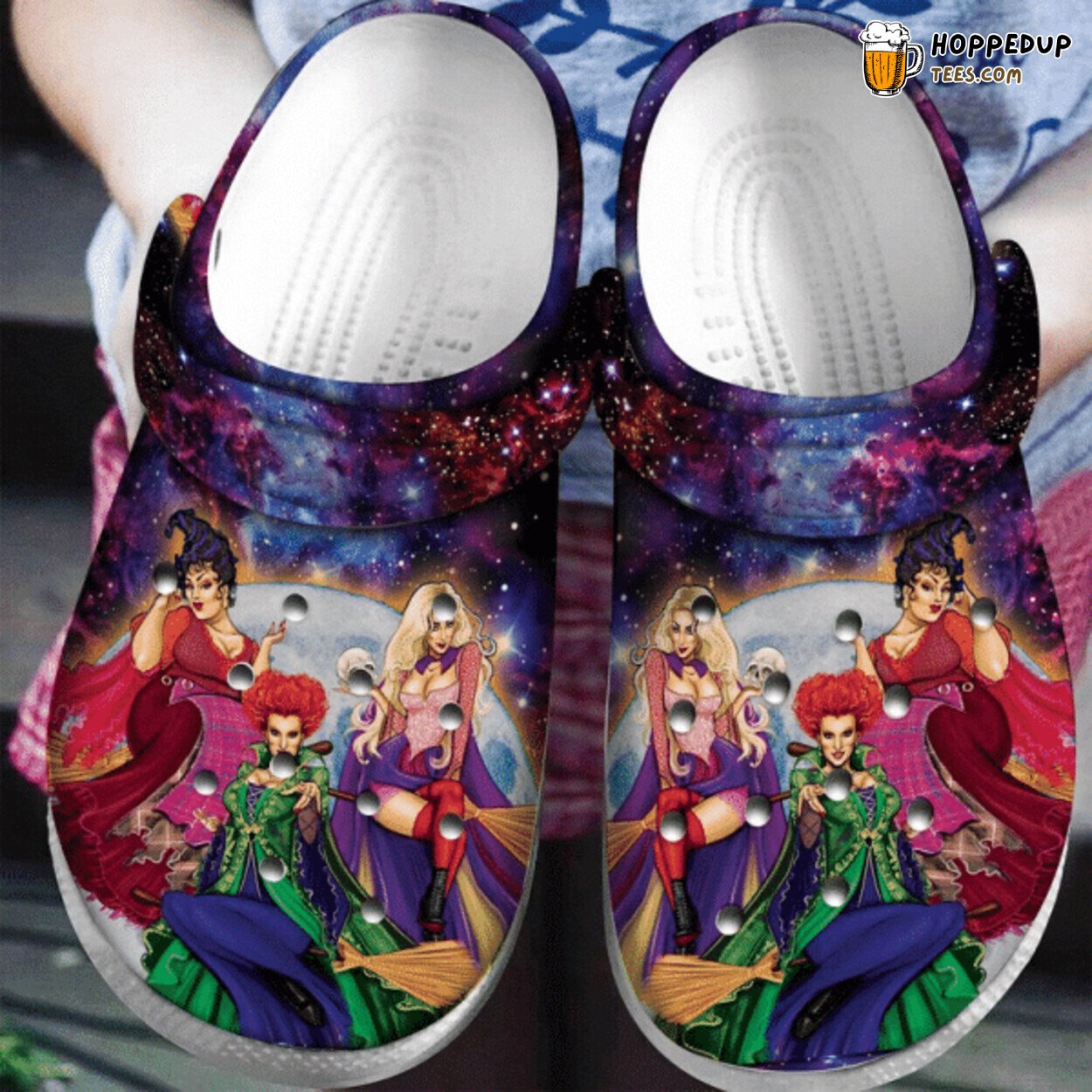 Galaxy Hocus Pocus Witches Halloween Themed Comfortable Unique Clogs