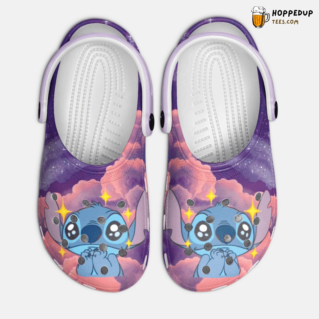 Galaxy Night Sky Stitch Cute Kids Purple Comfort Clogs Shoes