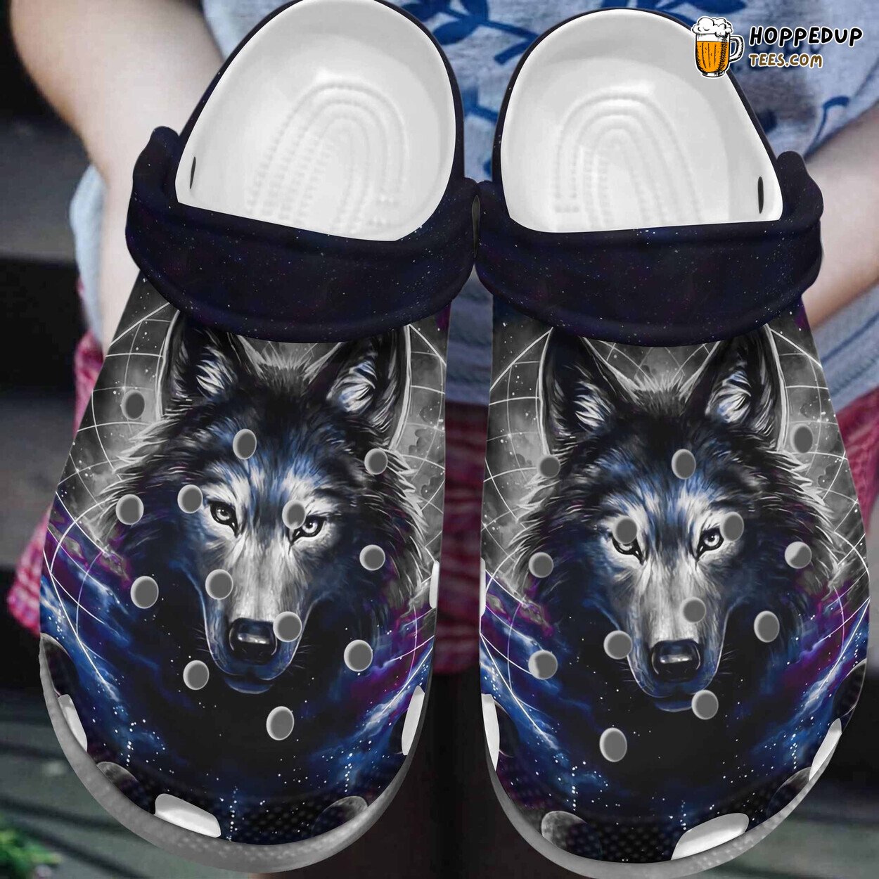 Galaxy Wolf Theme Crocbland Clogs Birthday Gifts Male Female Unique Design