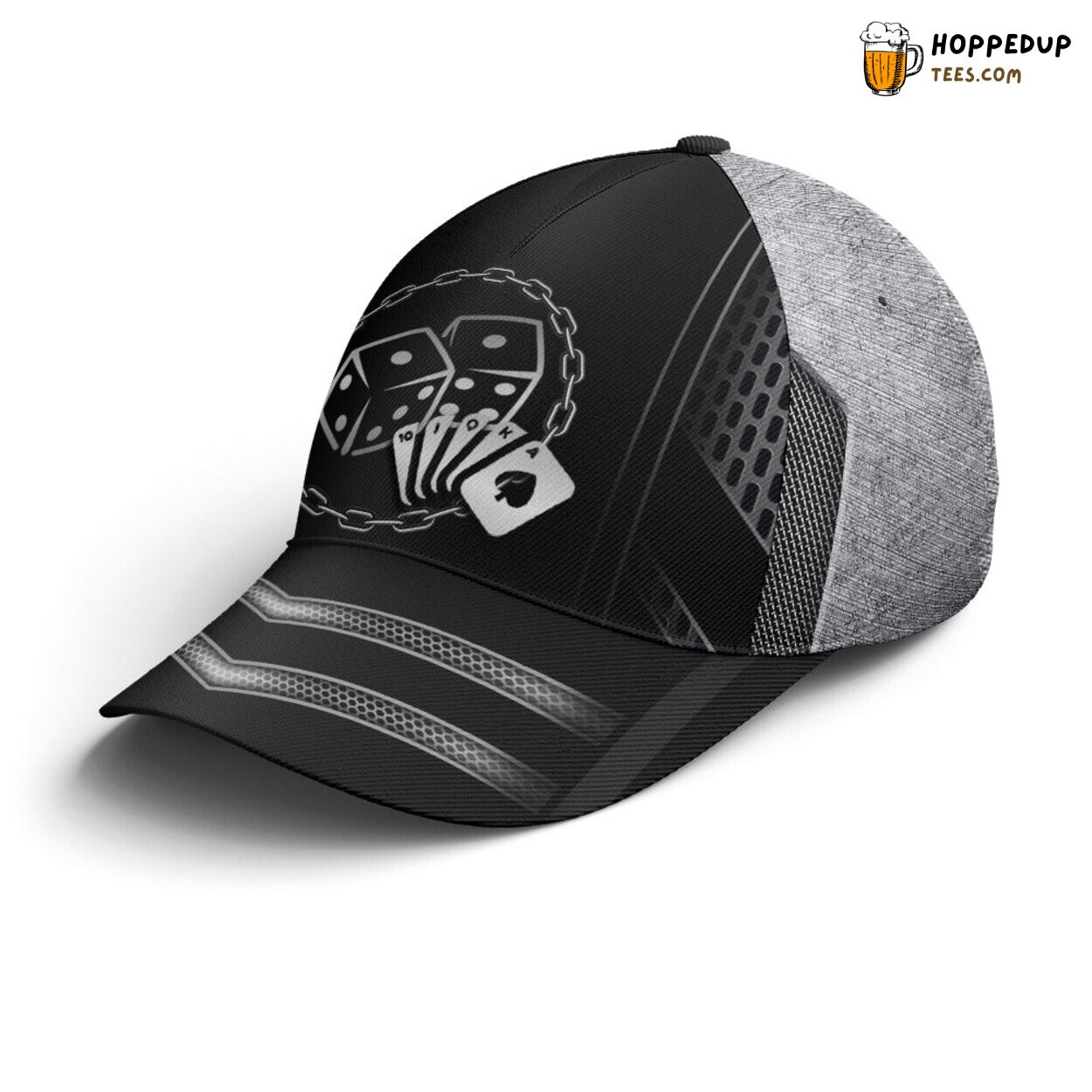 Gamblers Delight Card Dice Metallic Art Unique Baseball Cap Look