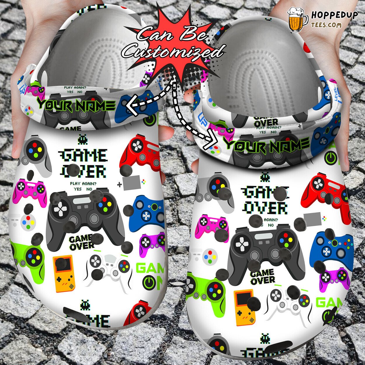 Gaming Controller Game Over Custom Personalized Comfortable Clog Shoes
