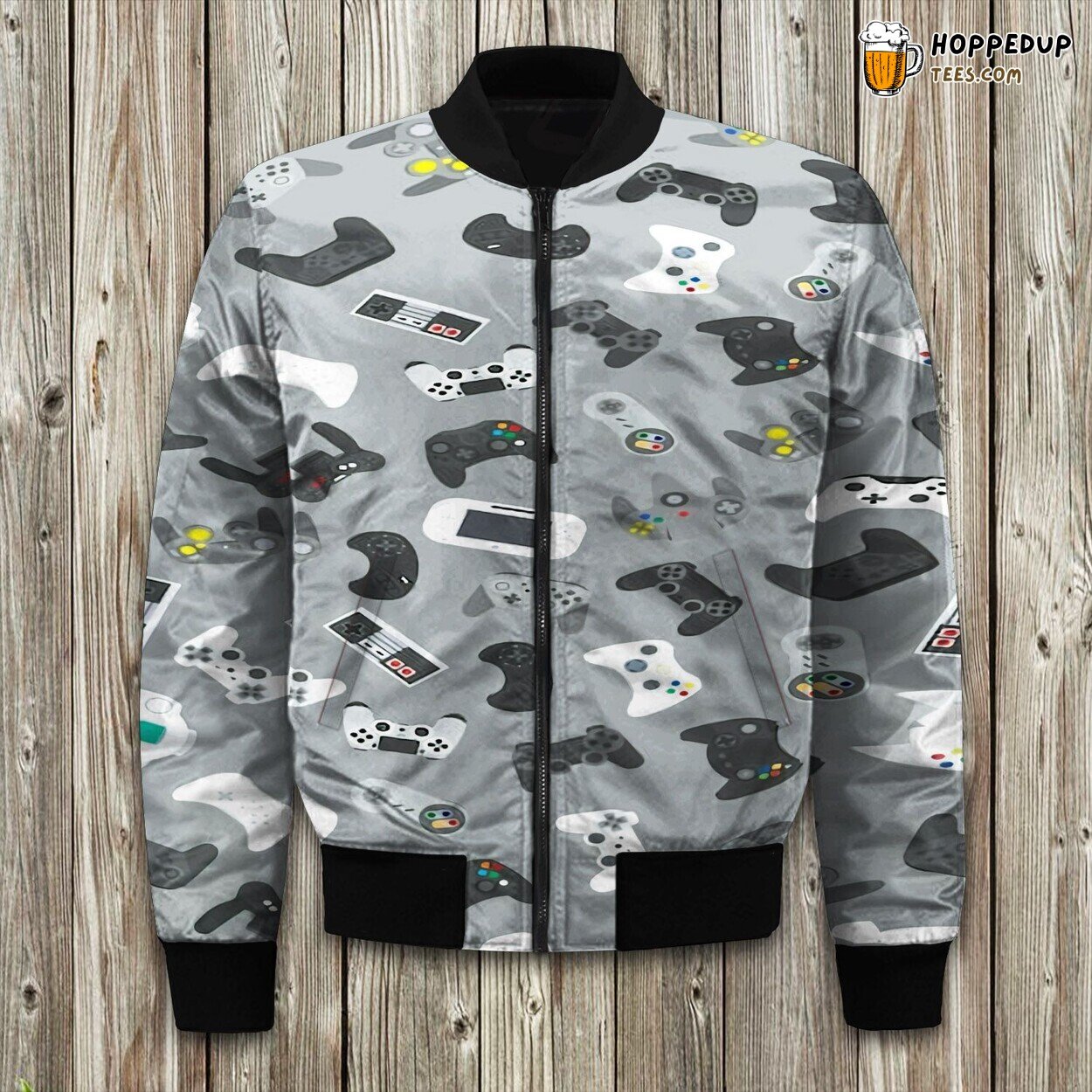 Gaming Joystick Pattern Bomber Jacket