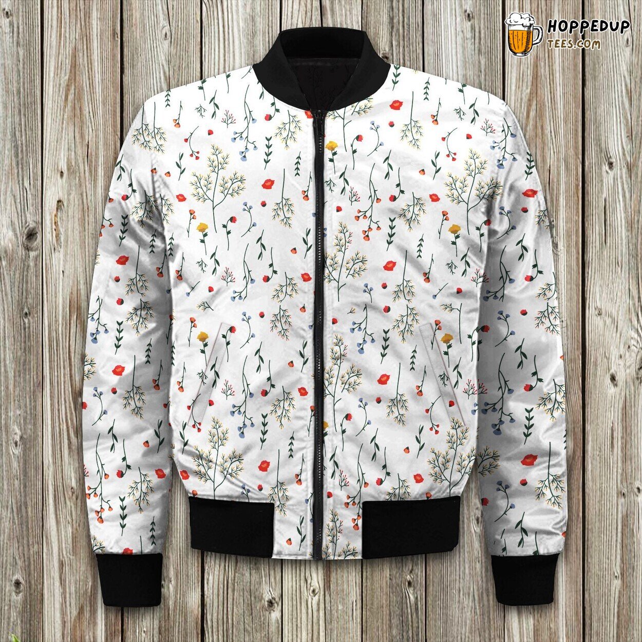Garden Elegance Floral Print Winter Bomber Jacket Blooming Fashion Style