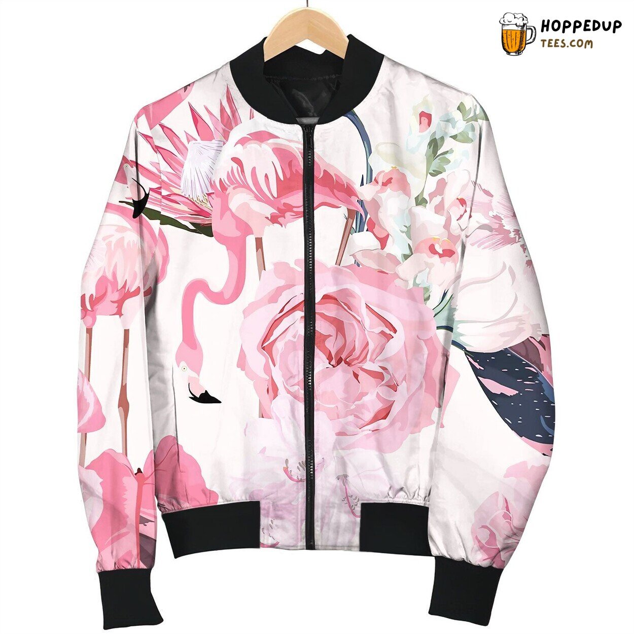 Garden Pink Flowers Tropical Protea Jungle Plant Bomber Jacket