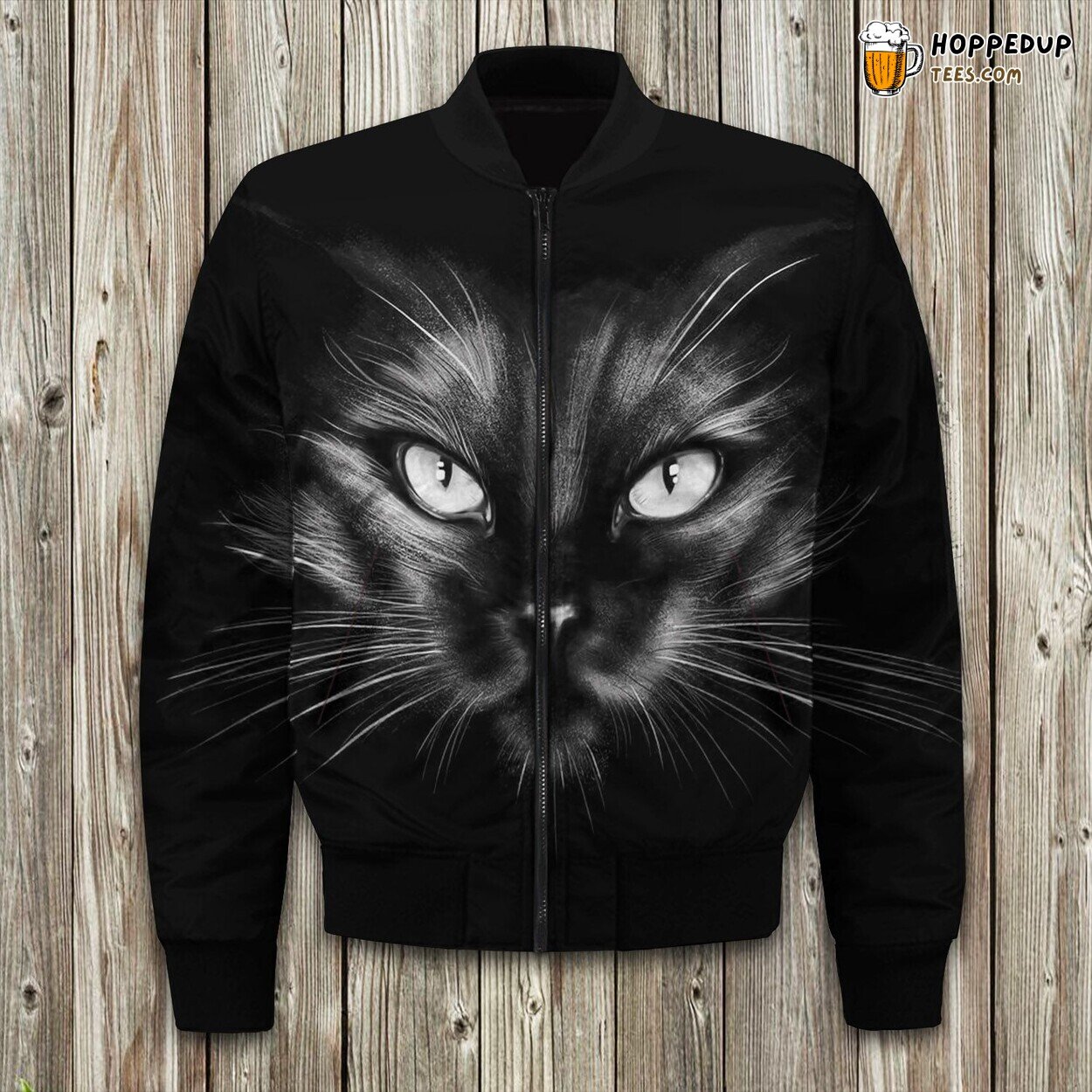 Gaze of Black Cat Eye Winter Bomber Jacket Tailored Unique Elegance Precision