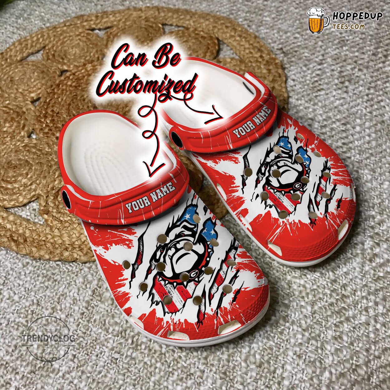 GBulldogs University Sport Ripped American Flag Personalized Clogs