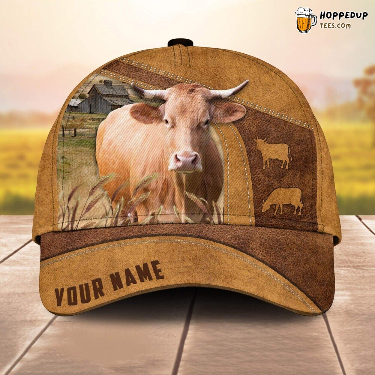 Gelbvieh Cale 3D Custom Cap All Over Print Baseball Farm Animal Lover Leather