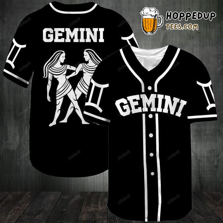 Gemini Zodiac in Black & White Baseball Jersey Unique 3D Print Edition