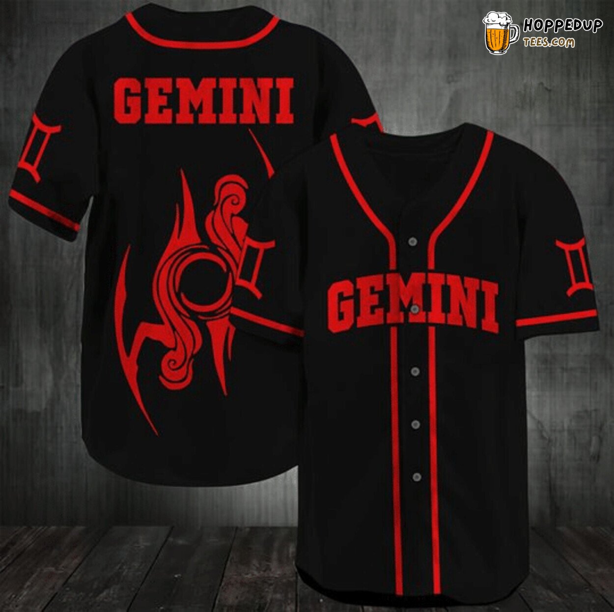 Gemini Zodiac Sign Classic Display Baseball Jersey Tee Design