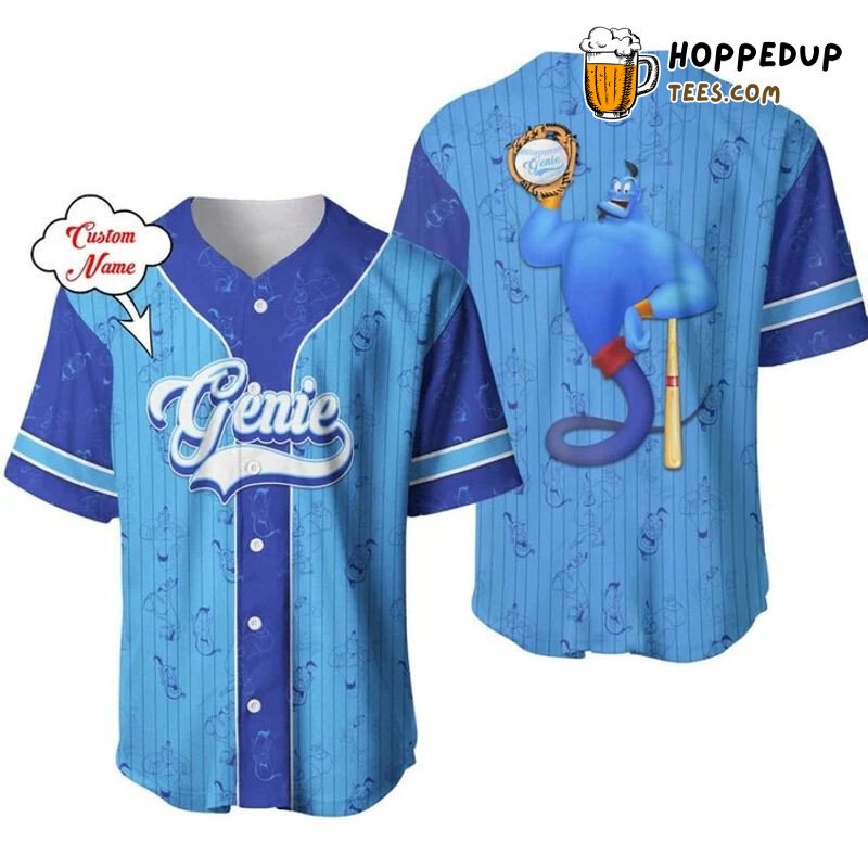 Genie Aladdin Pattern Blue 3D Pinstripe Baseball Jersey Unique