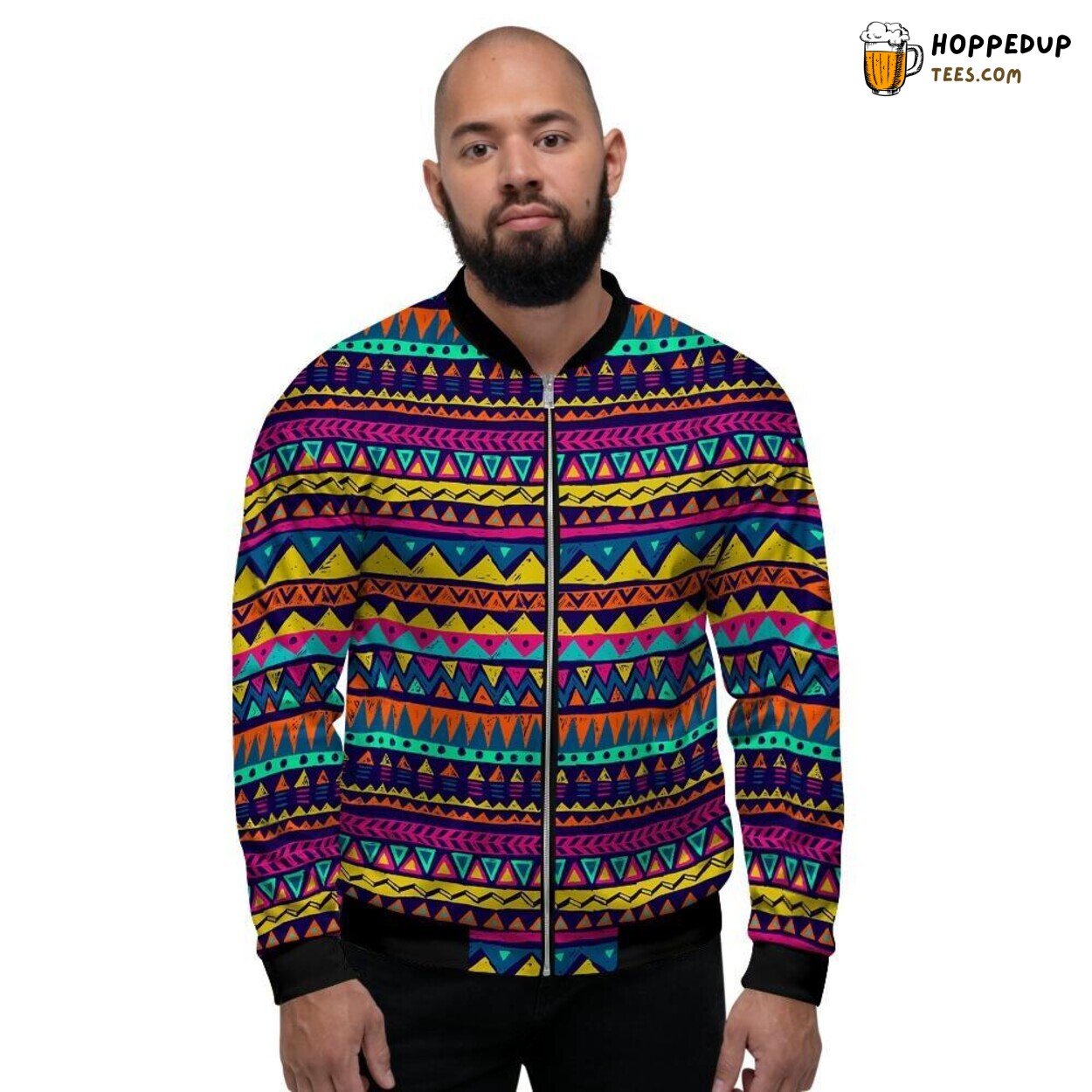 Geometric Abstract Multicolor Native Aztec Men’s Bomber Jacket Modern Tribal