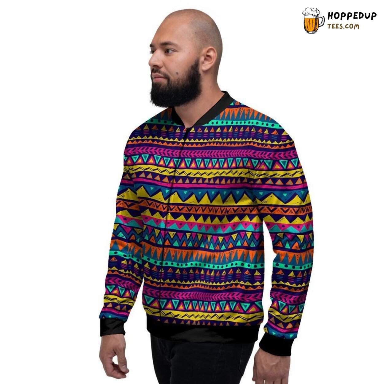 Geometric Abstract Multicolor Native Aztec Men’s Bomber Jacket Modern Tribal