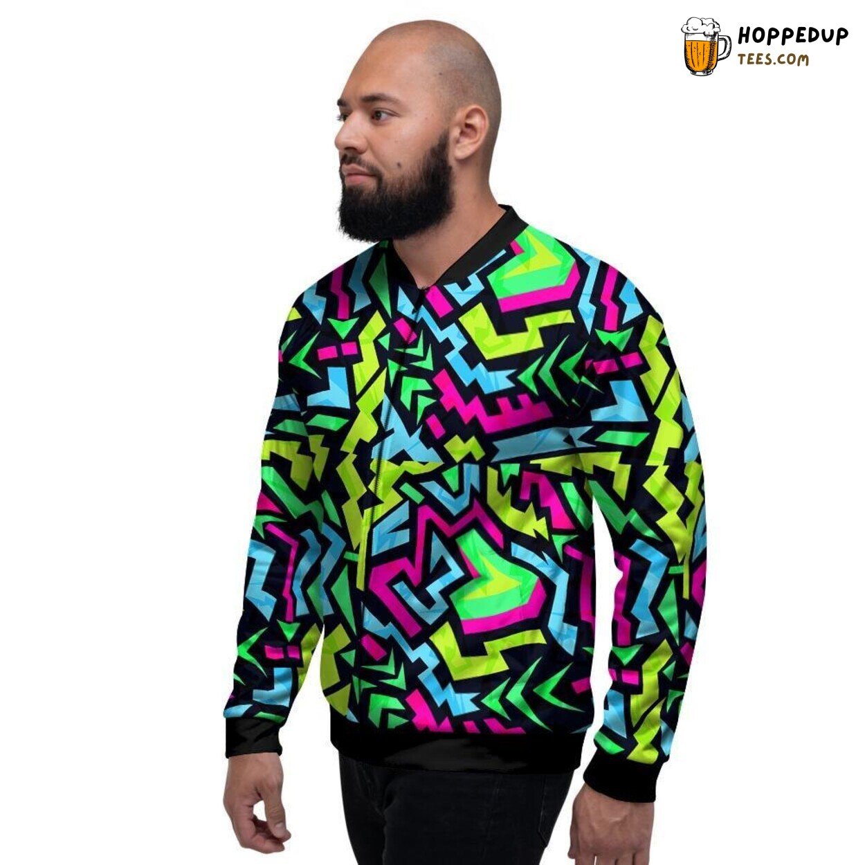Geometric Graffiti Abstract Art Men’s Bomber Jacket Modern Design Statement