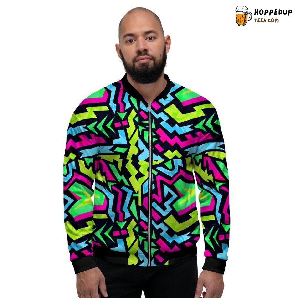 Geometric Graffiti Abstract Art Men’s Bomber Jacket Modern Design Statement