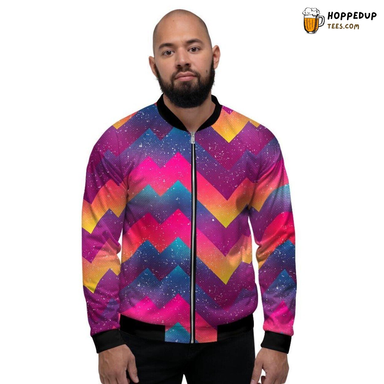 Geometric Grunge Abstract Design Men’s Bomber Jacket Modern Artistic Display